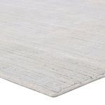 Angled close-up of rug's surface showing detailed texture and multi-tone fibers in cream and gray