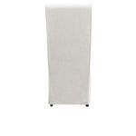 Rear view of Jordan dining chair highlighting full slipcover coverage and chair legs
