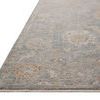 Low angle showing thin pile and detailed edge of Louisa Ocean Sunset Rug