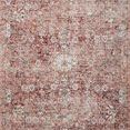Cassandra Rust Ivory Rug with vintage-inspired traditional pattern in rusty red, ivory, and muted blue tones