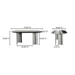 Dimension diagram of Celia Oval Dining Table showing width, depth, and height measurements
