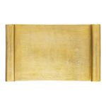 Top-down view showing full rectangular shape and aged texture of aluminium vintage-inspired scroll tray