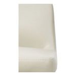 Close-up of cream leather upholstery texture and detailed stitching on Baron stool