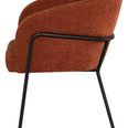 Side profile highlighting the chair’s tubular matte black frame and gently sloping armrest