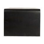 Straight-on view of the curved side panel with smooth satin black finish