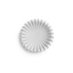 White marble bowl with smooth finish and softly ruffled edges forming a radial pattern