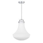 Bartlet pendant with matte white ribbed glass shade variation and chrome finish