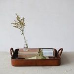 Product Image 6 for Decorative Wood and Leather Tray with Braided Handles, Cognac Color from Creative Co-Op