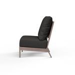 Side profile of Laguna Armless Club chair showing angled back and sleek plank arm detail