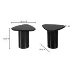 Product dimensions showing 18 inch height with rounded triangular 18.75 inch width and depth tabletop