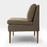Side profile showing banquette’s straight backrest and cushioned seat thickness