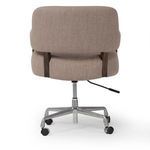 Back view focusing on wooden supports connecting cushioned backrest to seat in Henrik Desk Chair