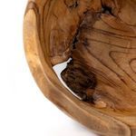 Close-up of the bowl’s interior edge showing deep wood knots and natural texture variations
