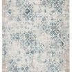 Siena Damask rug with blue, ivory, and gray abrashed brocade pattern in a distressed traditional design
