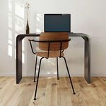 Cascade console table styled as a desk in room setting with wooden chair, laptop, and vase on light hardwood floor