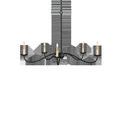 Saxon Small Black Chandelier with five arms arcing outward in Zanzibar black finish, candle-style bulbs