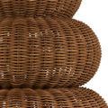 Close-up of tightly woven rattan on triple-gourd shaped lamp base