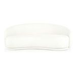 Curved white Excelsior sofa in boucle fabric with smooth rounded back and thick seat cushion