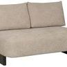 Lola Modular Sectional viewed from front side angle showing raised black block legs and curved seat edge
