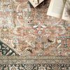 Close-up corner of Wynter Auburn / Multi Rug showing colorful pattern with books and dried flowers on it
