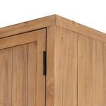 Close-up of top hinge and wood grain texture inside Knightdale Brown Wooden Cabinet