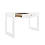 Product Image 3 for Larkin Two Drawer Desk With Fluted Detail In Matte White Lacquer from Worlds Away