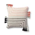 Product Image 1 for Natural / Multi Modern Abstract Stripe Concentric Lines Asymmetrical Fringed Pillow from Loloi