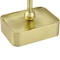 Close-up of smooth brass base with rounded rectangle shape and no cords attached