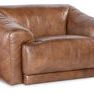 Fleetwood Chair with wide curved arms, taupe aniline top grain leather, generous plush seat