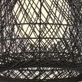 Close-up of Osbert Black Pendant showing detailed cross-weaving of black twine and inner light