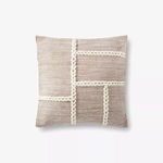 Product Image 1 for Grey / Natural Abstract Chainstitch Mid Century Modern Wool Braid Throw Pillow from Loloi