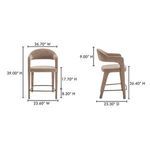 Product dimensions showing height, width, and depth measurements of Martens counter stool