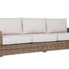 Havana Sofa with rich aged tobacco all-weather wicker and beige cushions, three-seat outdoor sectional