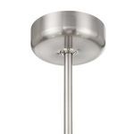 Close-up of satin nickel ceiling canopy and downrod of Mansell 4-light fan
