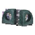 Set of two green marble decorative sculptures with rounded corners and large circular cutouts