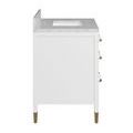 Front view of Verona 36-inch white vanity with marble top and rectangular undermount sink