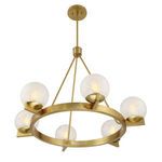 Bottom-up angle showing interior of brass ring and glowing ice glass orbs
