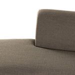 Rear close-up showing stitching and backrest height on mink brown sectional