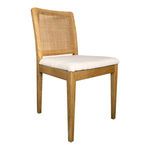 Side angled view of Orville chair featuring curved backrest and cushioned seat depth