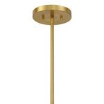 Darien 6-light chandelier with warm brass circular frame and six textured ice glass orbs