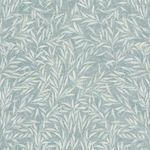 Salix Leaves wallpaper with pale green lance-shaped leaves pattern on a blue-green textured background