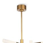 Close-up of brass ceiling mount and suspension rod of Cass Chandelier