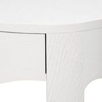 Close-up of white wood grain texture on top and side of Scarlett 1-Drawer End Table