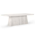 Orlando Dining Table in whitewash oak with minimalist pedestal base and dynamic grain pattern