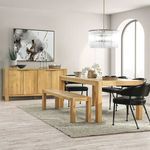 Somerset sideboard styled in dining room setting with matching oak table and bench