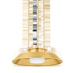 Woodrow Pendant isolated on white background showing full fixture with white opal shade and gold reflector