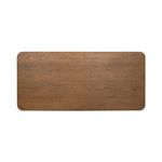 Overhead view of entire tabletop showing rounded corners and natural wood tone
