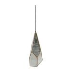 Angled view of Malia Pendant showing multi-faceted mercury glass design and brass details