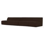 Angled side view of Naomi Wave dark brown sectional emphasizing curved shape and low-profile backrest