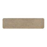 Top view highlighting reclaimed pine wood grain and curved corners of sideboard buffet